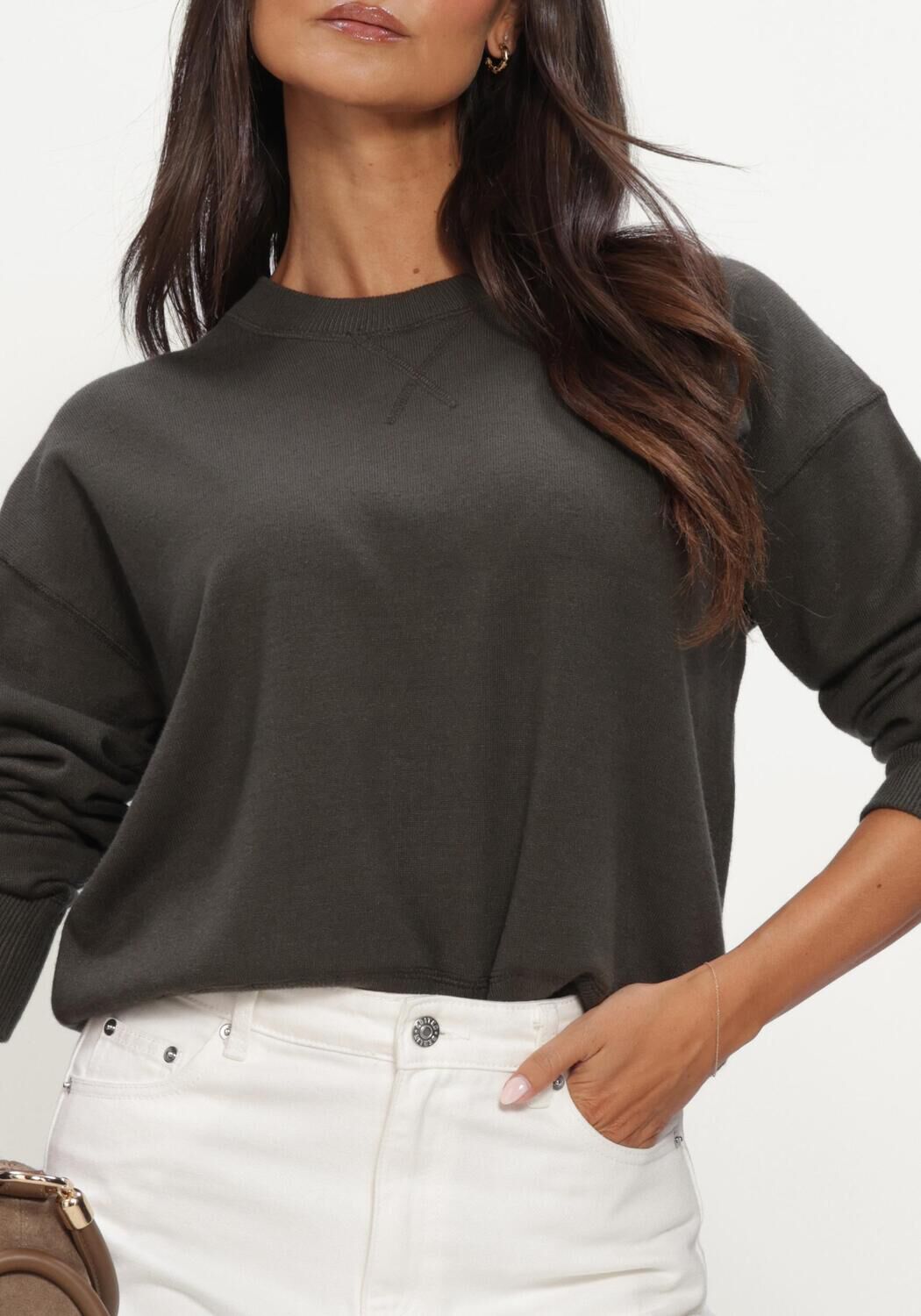 Donkergroene WITHBLACK Sweater WBLMARGOT LS PULLOVER - large
