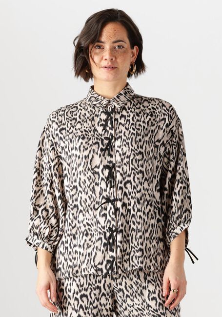 Beige JANSEN AMSTERDAM Blouses ROBINE BLOUSE WA 798 3/4 SLEEVE BOWDETAILS - large