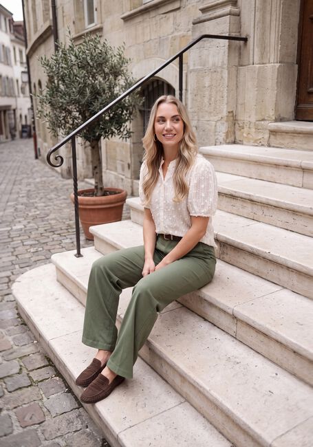 Groene OBJECT Pantalon OBJLISA WIDE PANT NOOS - large