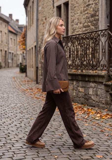 Bruine MAC Lange broeken 0455 VELOUR CHIARA WIDE LEG - large