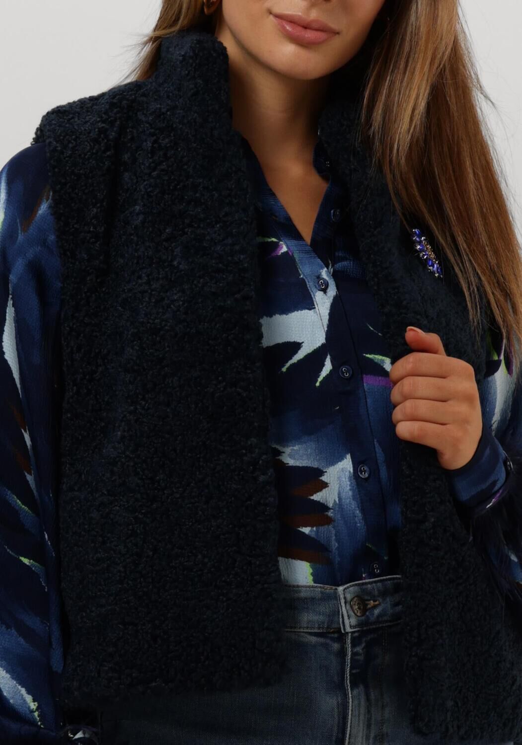 POM AMSTERDAM Dames Blazers Gilet Teddy Love Blauw