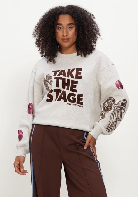 Lichtgrijze POM AMSTERDAM Sweater SASCHA TAKE THE STAGE - large
