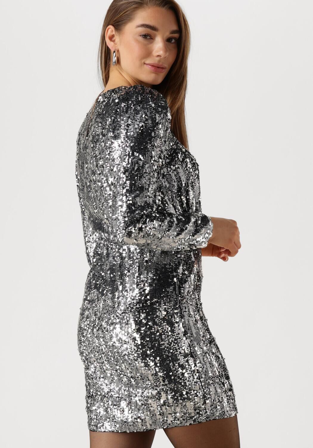 SELECTED FEMME Dames Jurken Slfari-colyn Ls Short Sequins Zilver