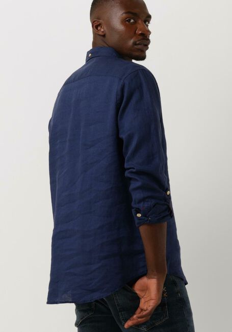 Donkerblauwe SCOTCH & SODA Casual overhemd REGULAR-FIT LINEN SHIRT WITH SLEEVE ROLL-UP - large