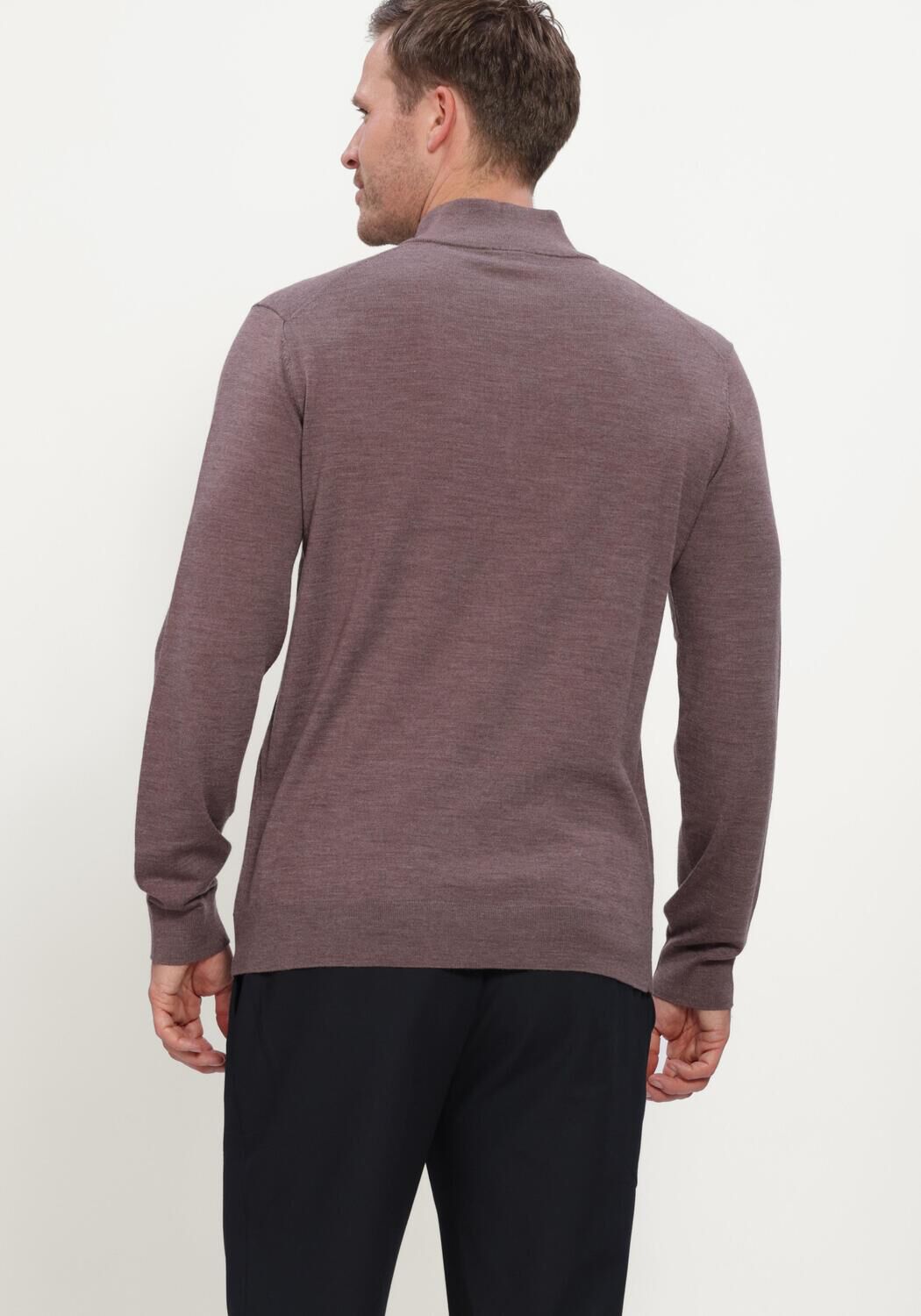 Plum PROFUOMO Trui PULLOVER HALF ZIP EXTRAFINE MERINO - large