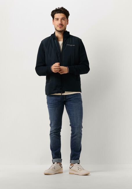 Donkerblauwe TOMMY HILFIGER Vest TOMMY LOGO MIX MEDIA STAND ZIP - large