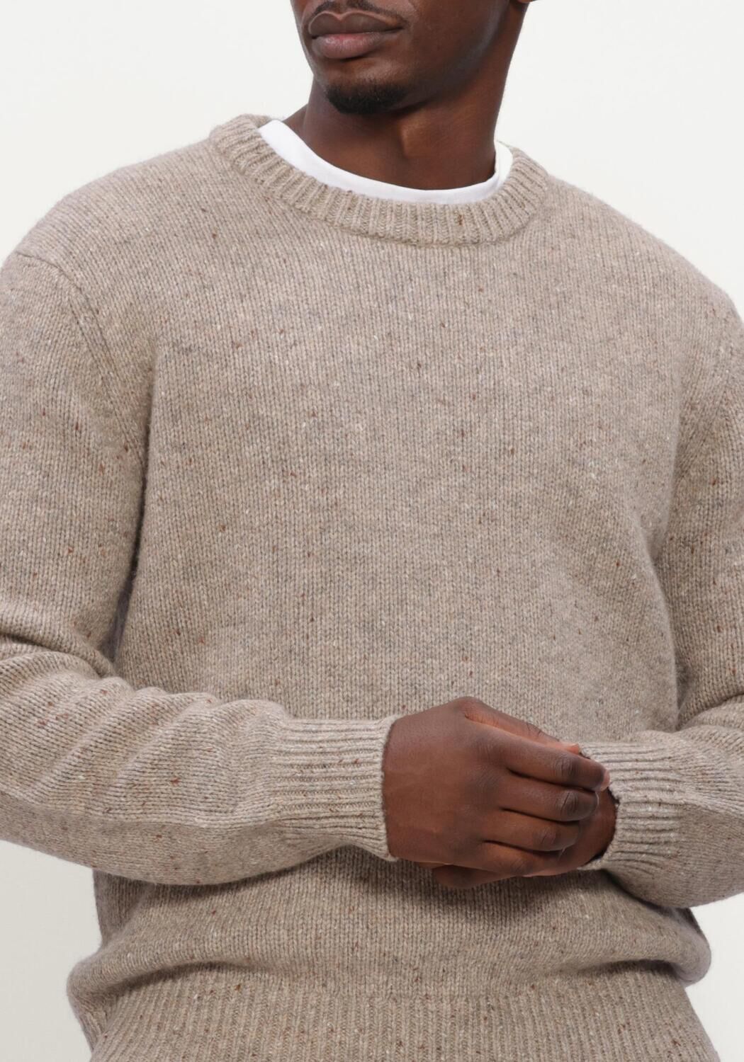 Beige SELECTED MEN Trui SLHCODY LS KNIT CREW NECK - large