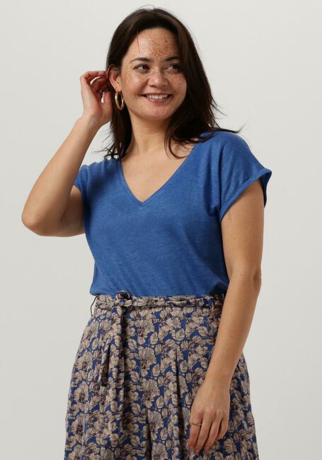 Blauwe BY-BAR T-shirt MILA ORGANIC LINEN TOP - large