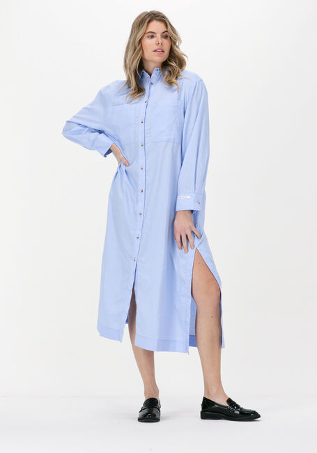 Blauwe 10DAYS Midi jurk OXFORD DRESS - large