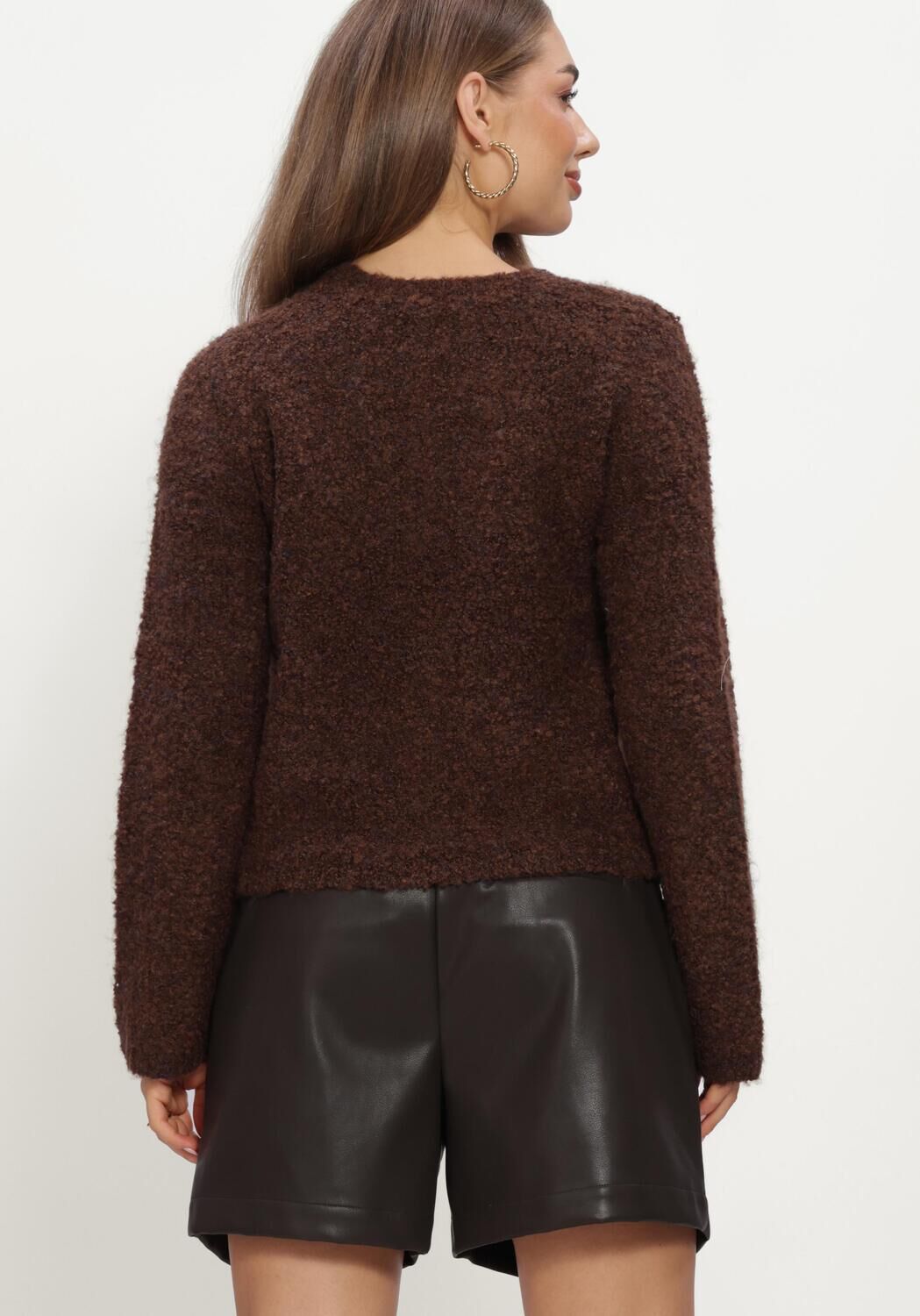 Bruine Y.A.S. Trui YASPLYRA LS KNIT CARDIGAN - large