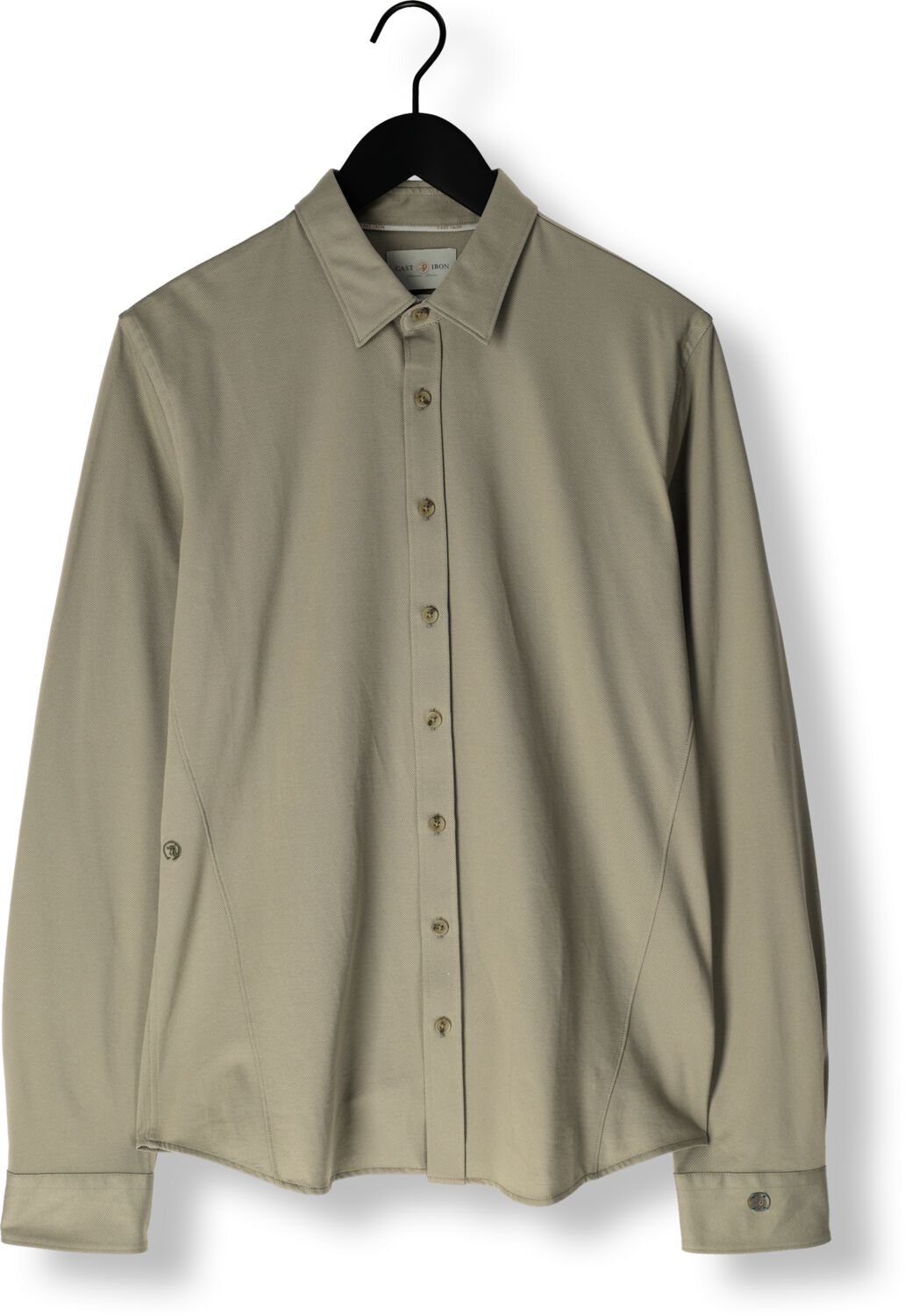 CAST IRON Heren Overhemden Long Sleeve Shirt Twill Jersey 2 Tone Groen