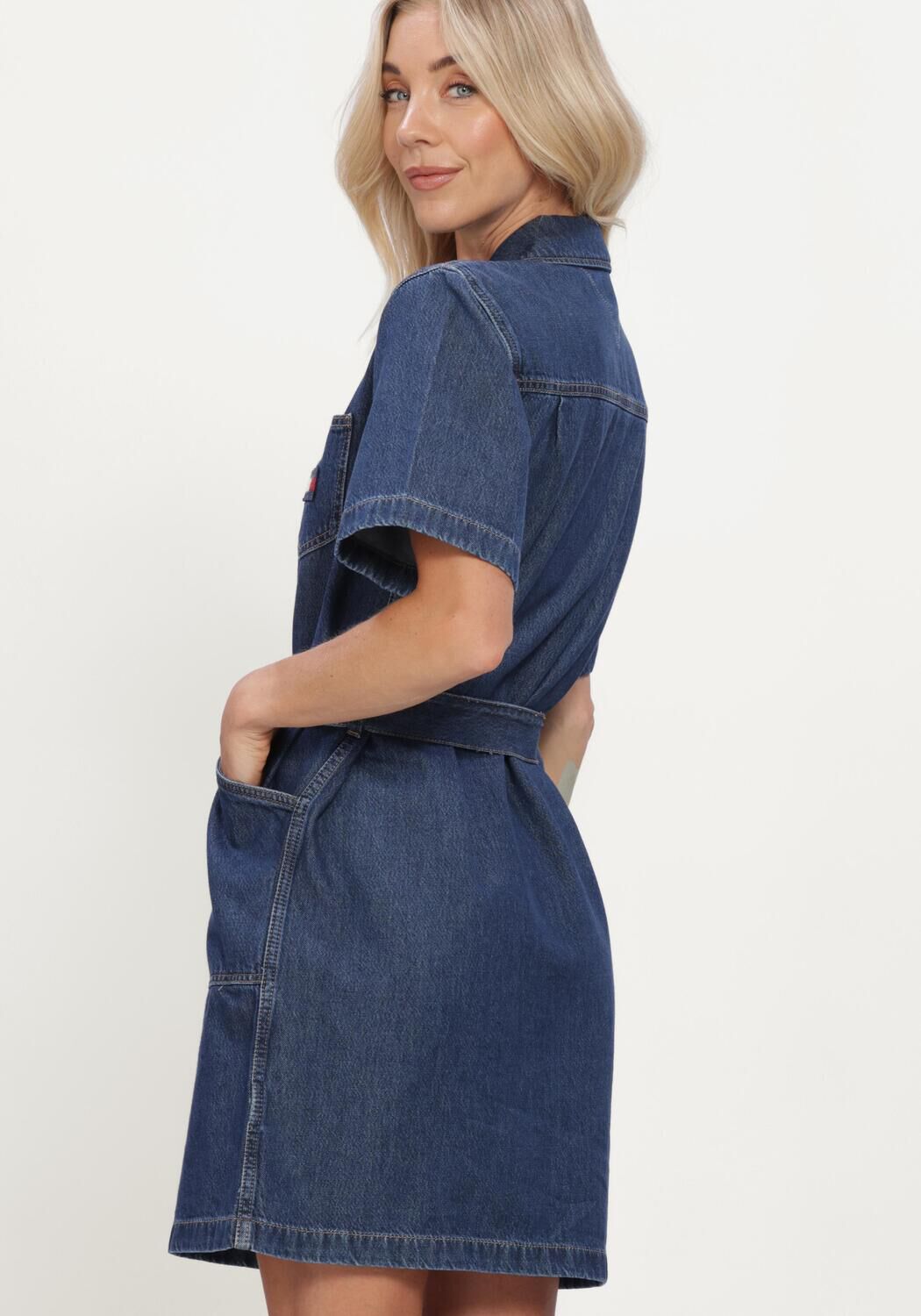 Blauwe TOMMY JEANS Mini jurk UTILITY SHIRT DRESS CJ8036 - large