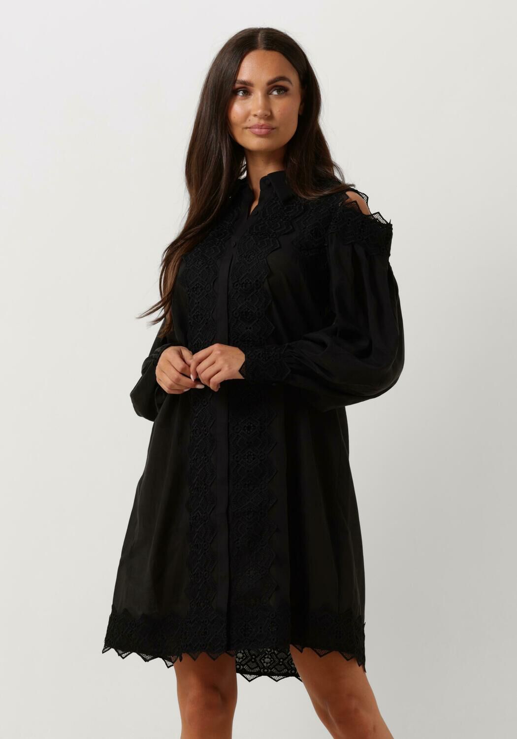 Copenhagen Muse Elegante Zwarte Midi Jurk Black Dames Kledingwinkel