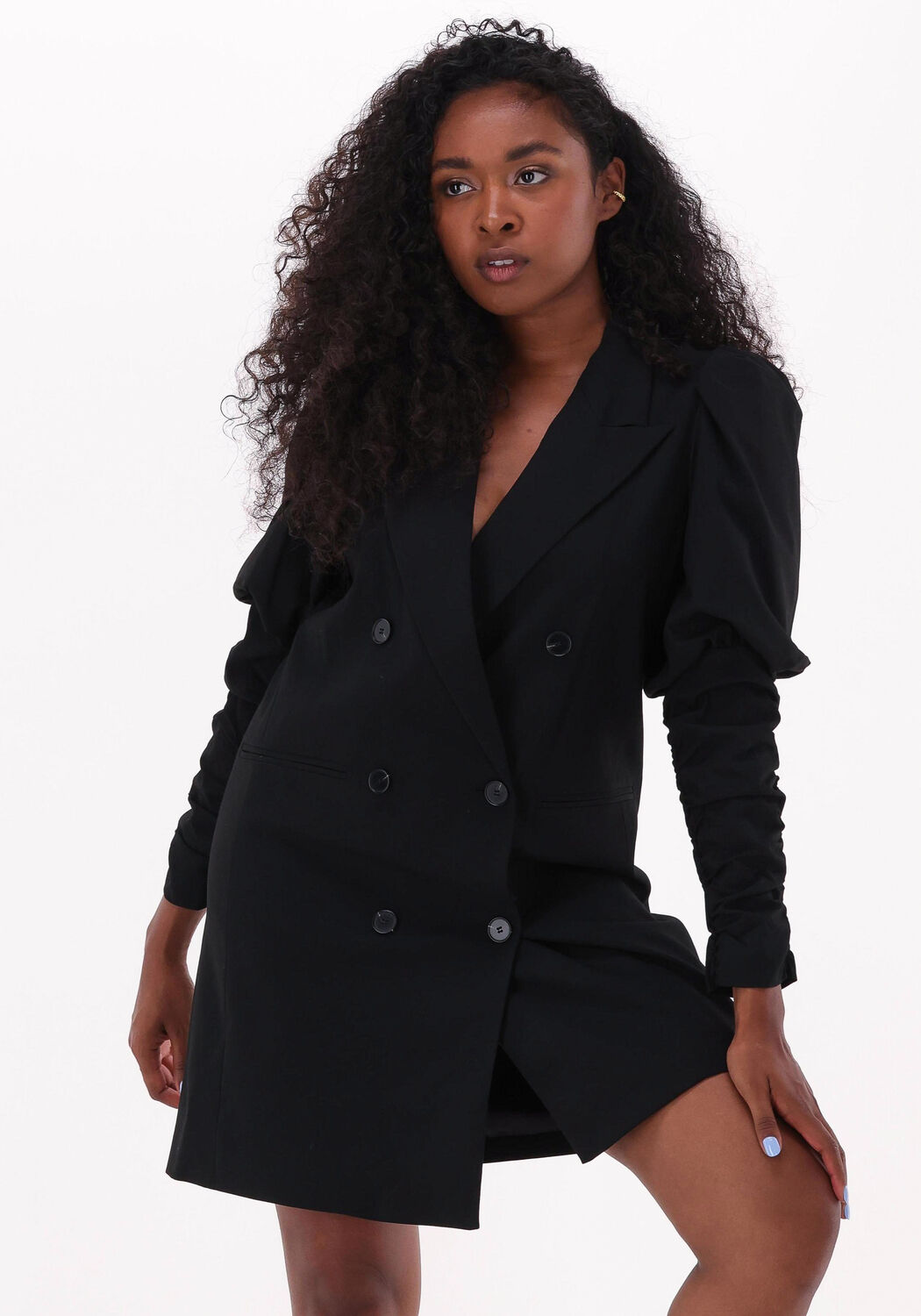 zwarte co couture mini jurk puff sleeve blazer dress