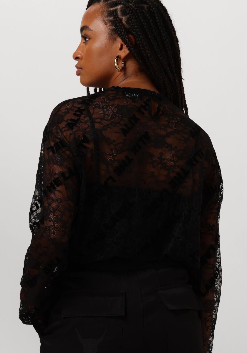 ALIX THE LABEL Dames Tops & T-shirts Ladies Woven Alix Lace Fitted Top Zwart