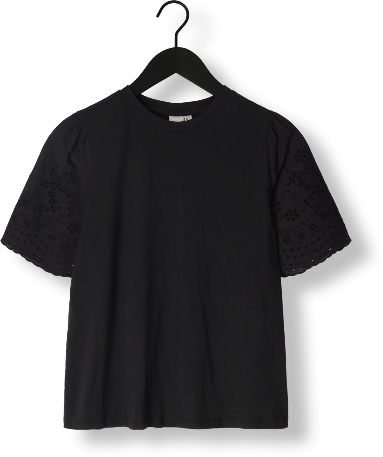 Y.A.S. Dames Tops & T-shirts Yaslex Ss Top W. Emb Sleeves S. Zwart