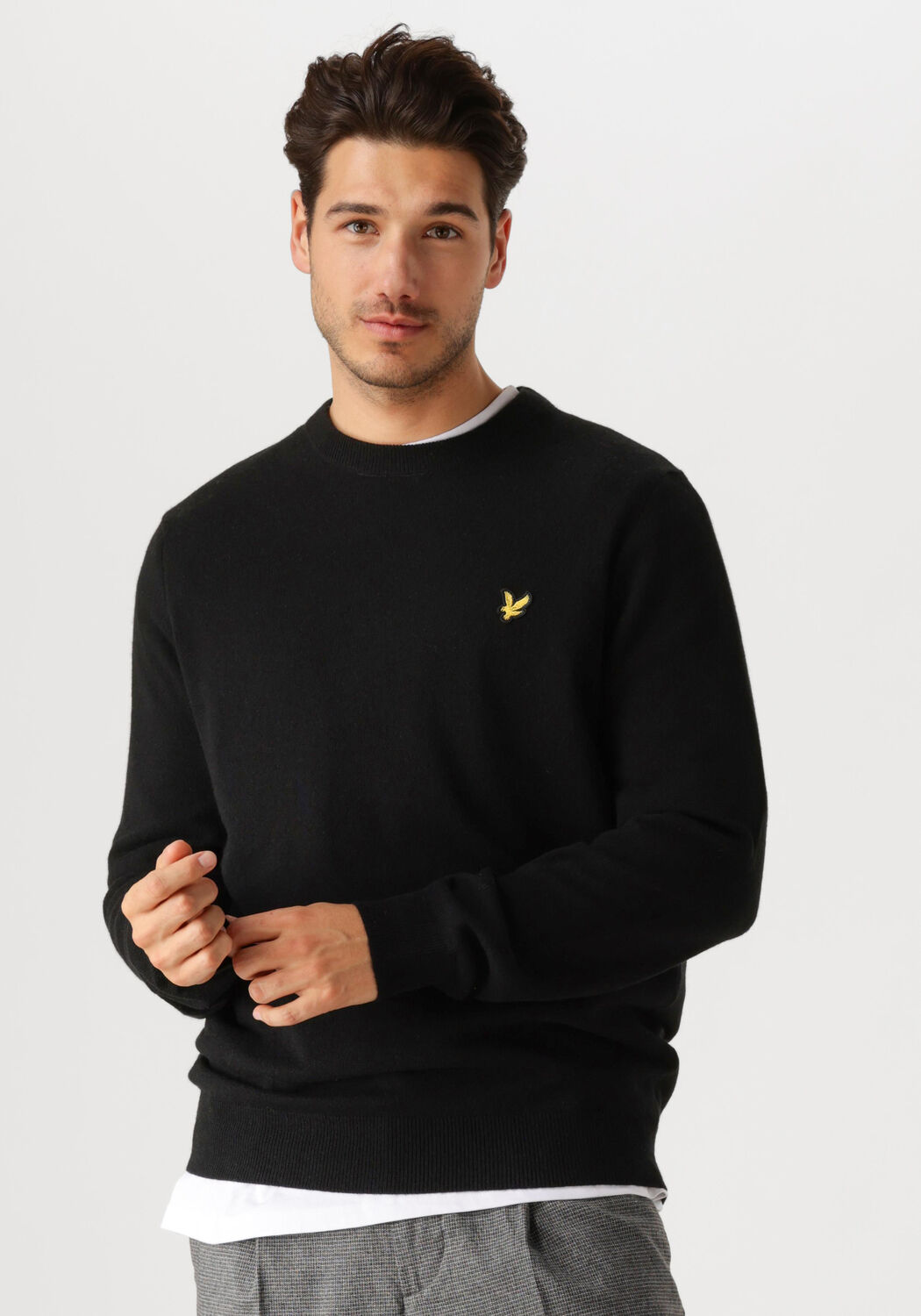 LYLE & SCOTT Heren Truien & Vesten Lambswool Blend Crew Neck Jumper Zwart