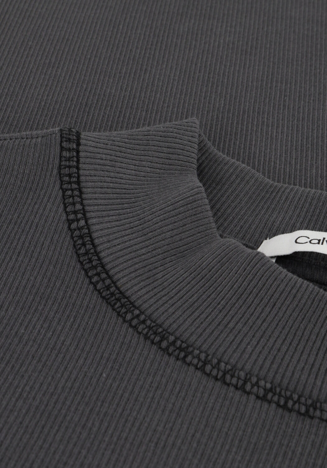 Zwarte CALVIN KLEIN Midi jurk HERO MONOLOG RIB LS DRESS - large