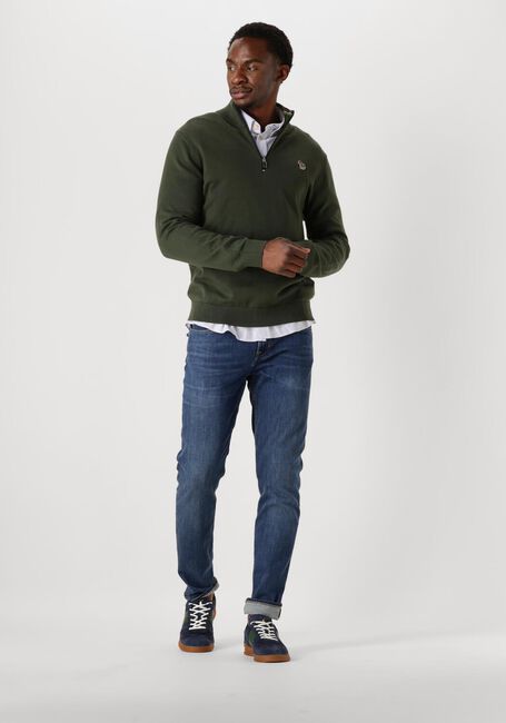 Groene PS PAUL SMITH Trui MENS SWEATER ZIP NECK ZEB BAD - large