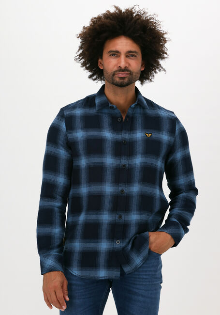 Blauwe PME LEGEND Casual overhemd LONG SLEEVE SHIRT TWILL CHECK - large