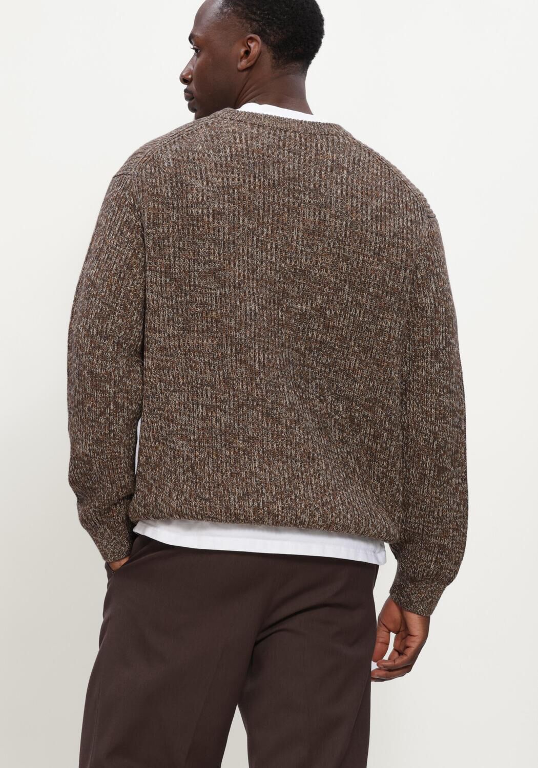 Bruine SELECTED MEN Trui SLMTILUM LS KNIT CREW NECK - large
