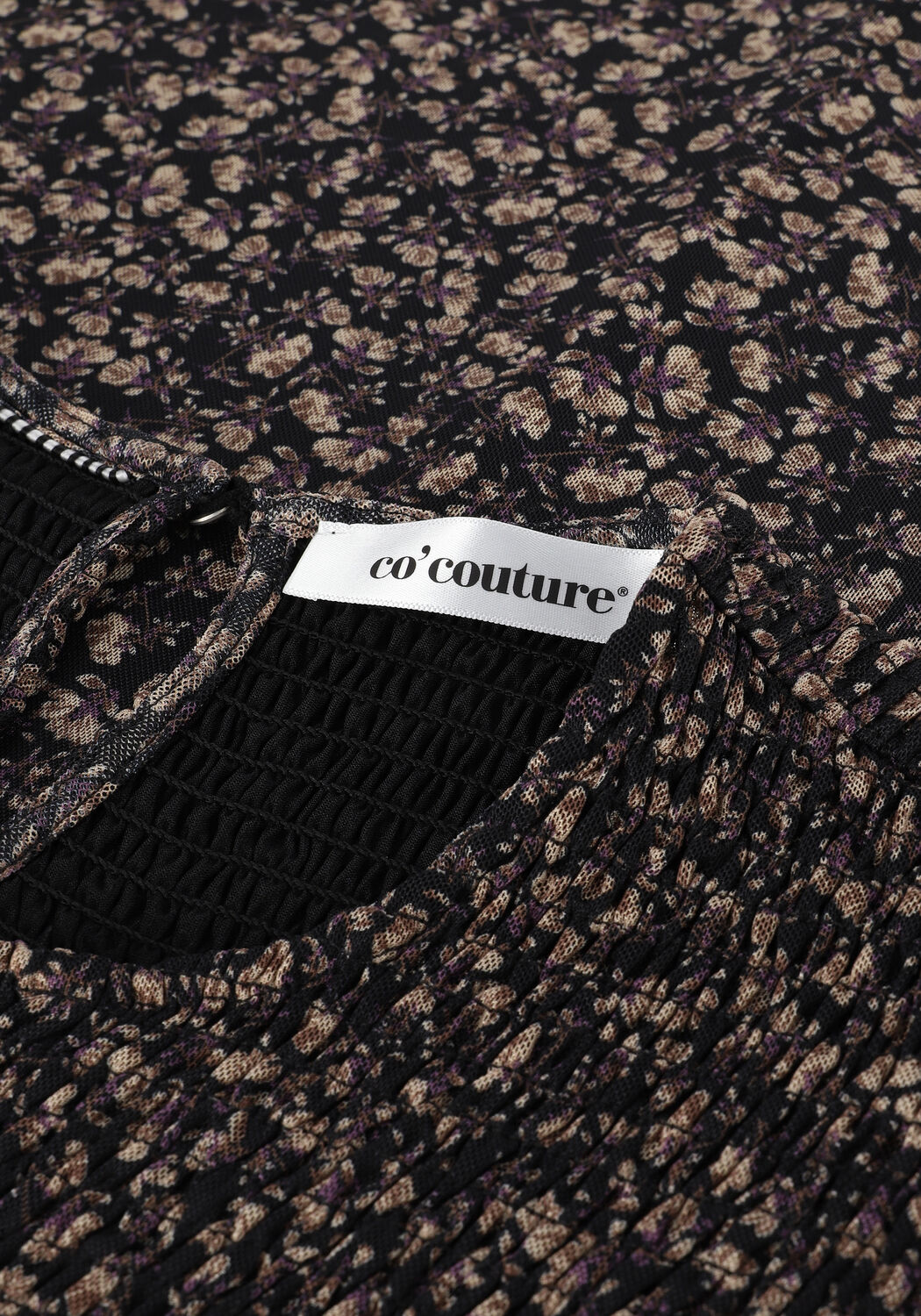 Zwarte CO'COUTURE Maxi jurk MESH FLOWER SMOCK DRESS - large