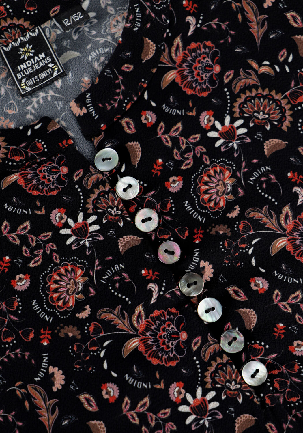 Zwarte INDIAN BLUE JEANS Blouses PAISLEY BUTTON SHIRT - large