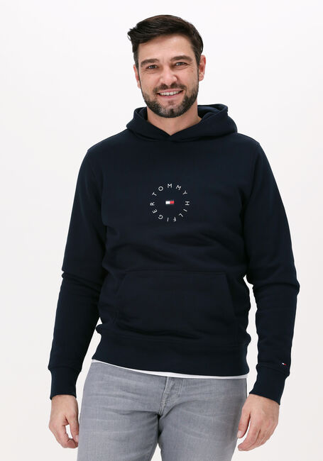 Donkerblauwe TOMMY HILFIGER Sweater ROUNDALL GRAPHIC HOODIE - large