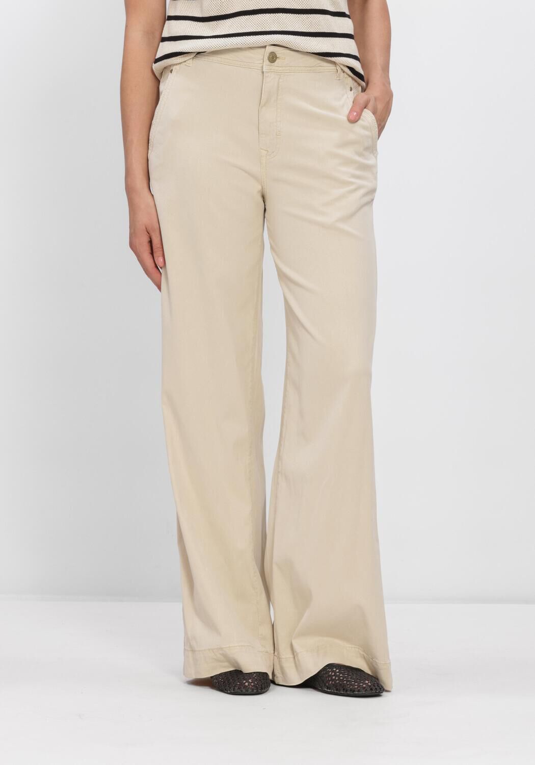 Khaki SUMMUM Broeken WIDE LEG SKY TENCEL - large