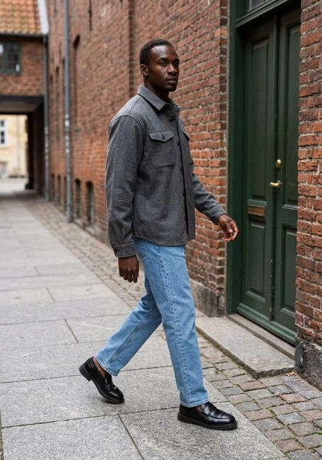 Grijze SELECTED MEN Overshirt SLHRLXPABLO WOOL BLEND OVERSHIRT - large