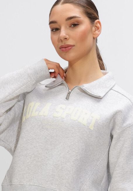 Lichtgrijze THE LOLA CLUB Trui JAYLA HALF ZIP SWEATER - large