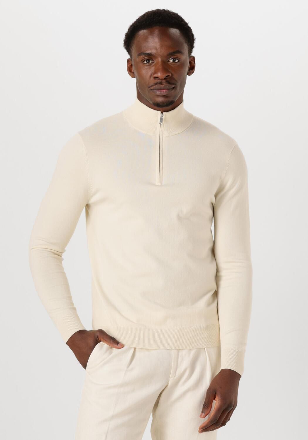 PROFUOMO Heren Truien & Vesten Half Zip Luxury Basic Wit
