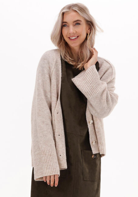Beige SUMMUM Vest CARDIGAN SOFT WOOL ELASTANE KNIT - large