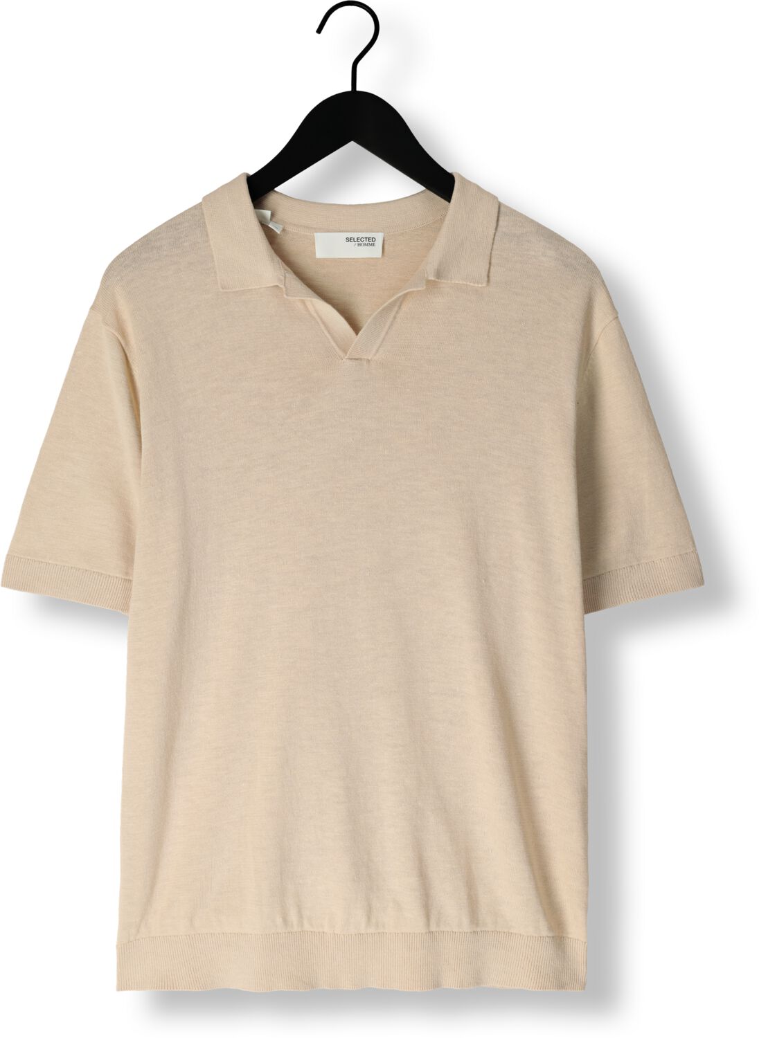 SELECTED HOMME Heren Polo's & T-shirts Slhmattis Ss Knit Sun Open Polo Noos Beige