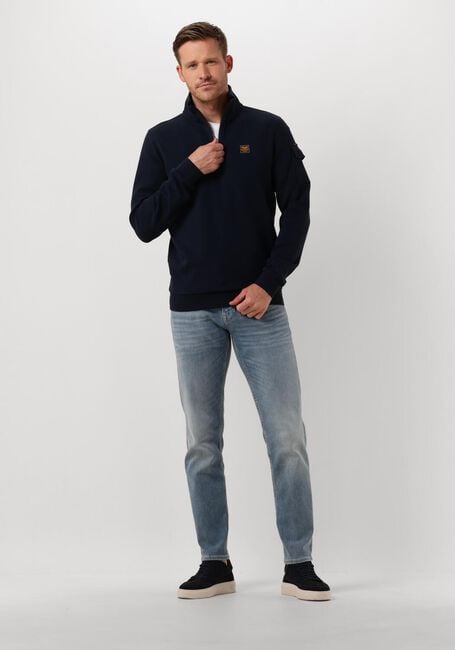 Blauwe PME LEGEND Trui HALF ZIP COLLAR INTERLOCK JERSEY - large