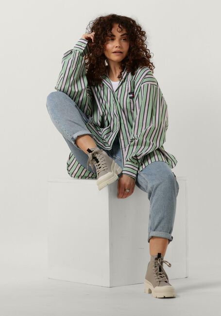 Groene TOMMY JEANS Blouse TJW ULTRA OVERSIZED STRIPE SHIRT - large