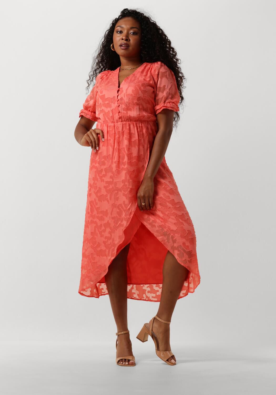 oranje freebird midi jurk dahl