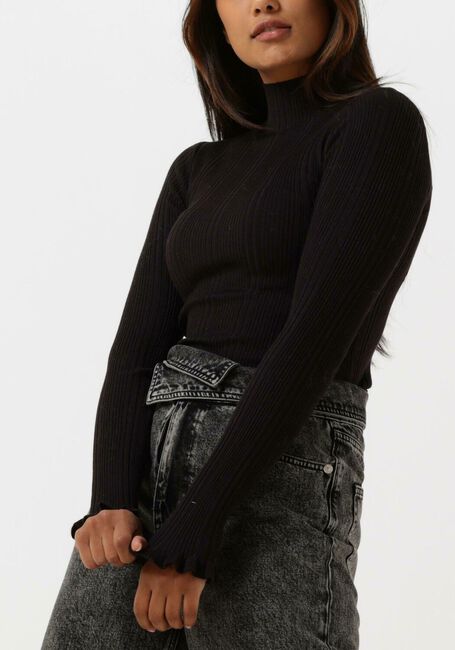 Zwarte SCOTCH & SODA Trui RIBBED MOCK NECK PULLOVER - large