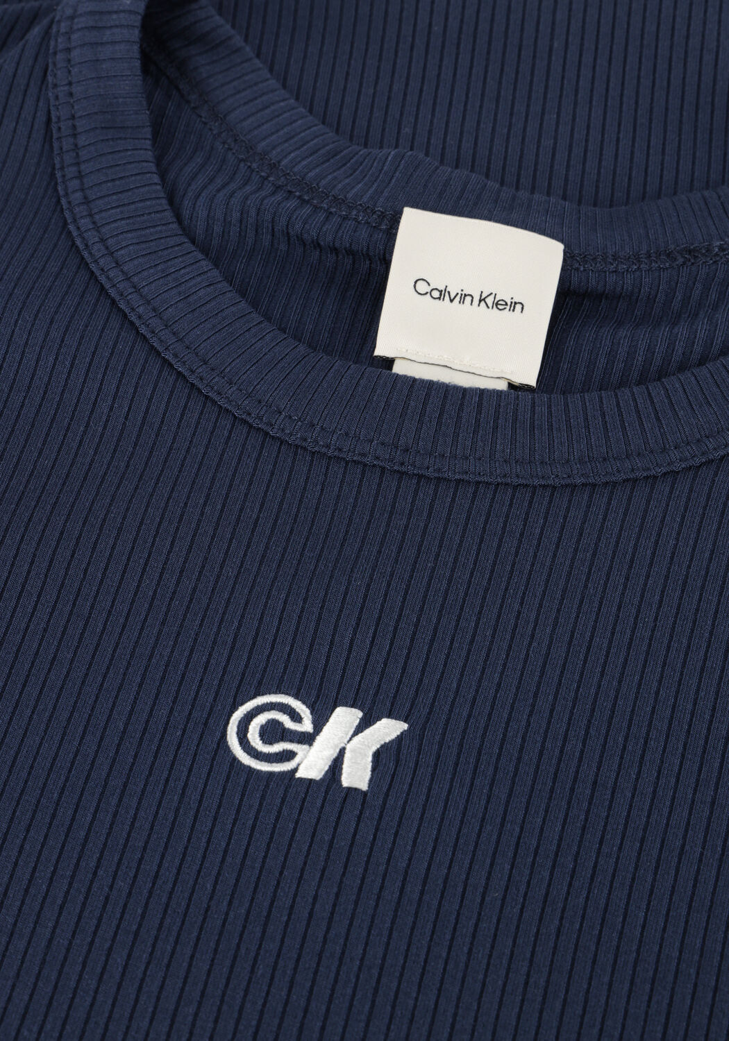 Donkerblauwe CALVIN KLEIN T-shirt A-MODAL RIB TEE - large
