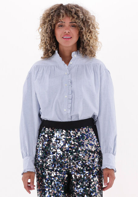 Lichtblauwe SCOTCH & SODA Blouses RUFFLE PLACKET SEASONAL SHIRT - large
