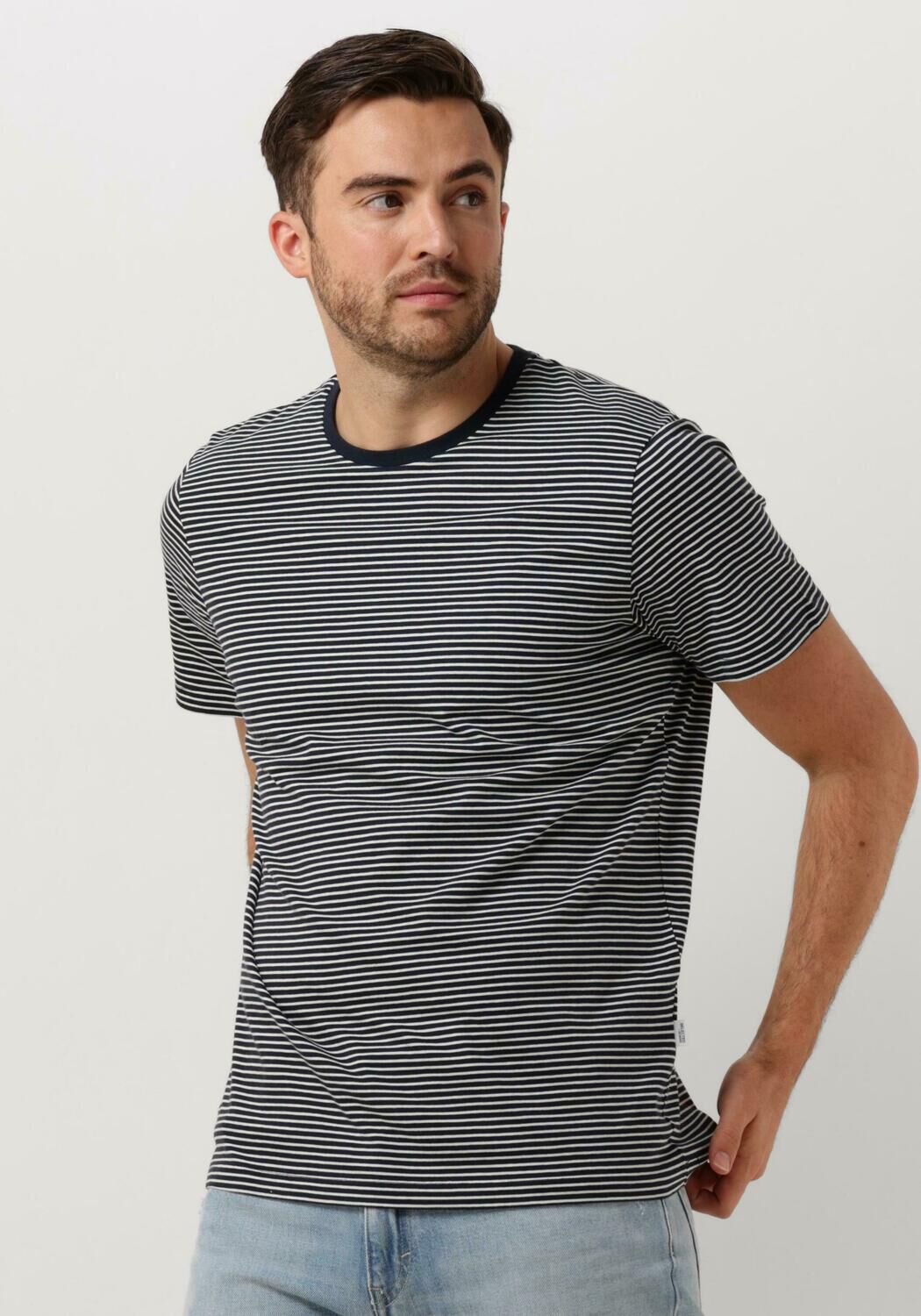 SELECTED HOMME Heren Polo's & T-shirts Slhaspen Stripe Ss O-neck Tee Noos Blauw wit Gestreept