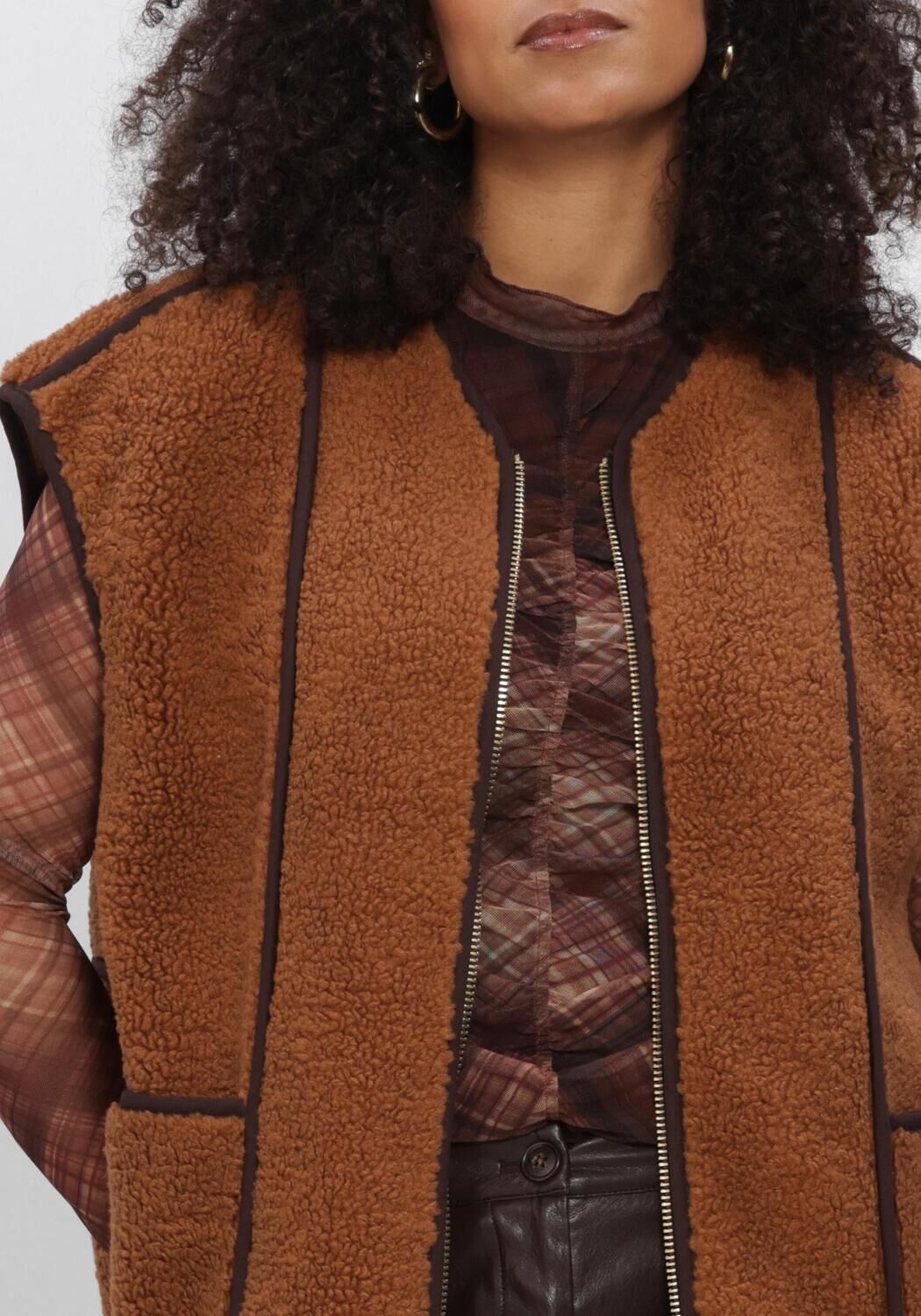 Bruine SUMMUM Vest BODYWARMER BONDED TEDDY - large