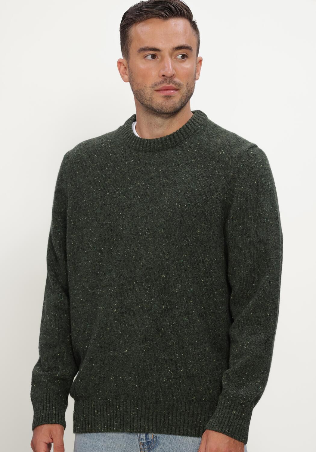 Donkergroene JC RAGS Trui CREW-NECK SWEATER BUD - large