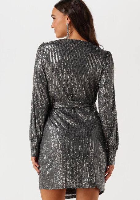 Zilveren COLOURFUL REBEL Mini jurk XITA SEQUINS REAL WRAP DRESS - large