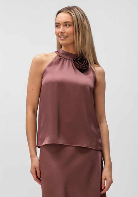 Taupe NEO NOIR Top ROSETTE HEAVY SATEEN TOP - large