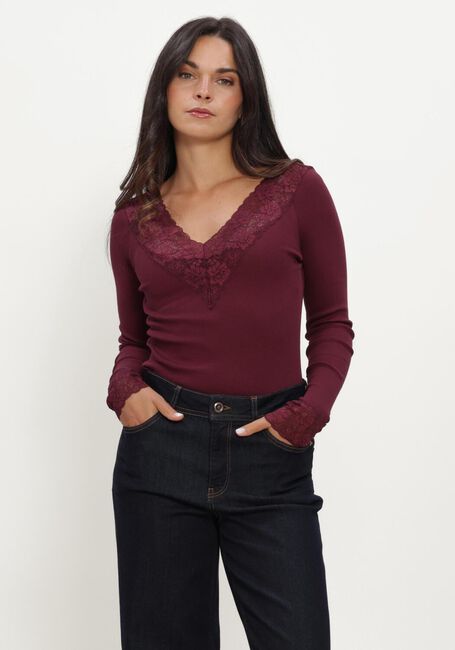 Bordeaux ROSEMUNDE Top BERNADINE ORGANIC LS V-NECK LACE - large