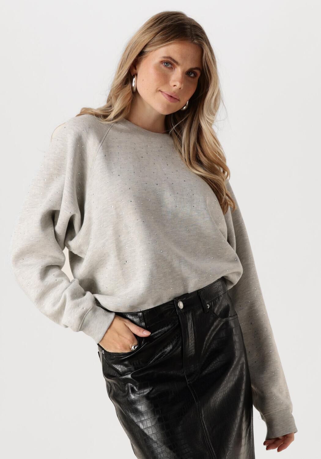 CATWALK JUNKIE Dames Truien & Vesten Relaxed Raglan Sleeve Sweater With Strass Antraciet