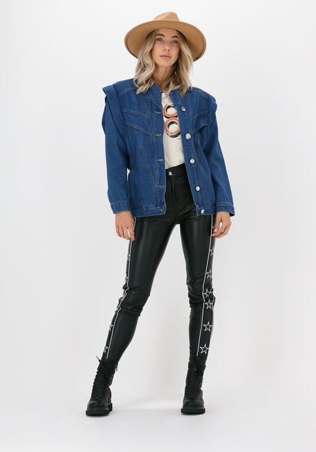 Zwarte COLOURFUL REBEL Pantalon CHLOE FAKE LEATHER STAR PANTS - large