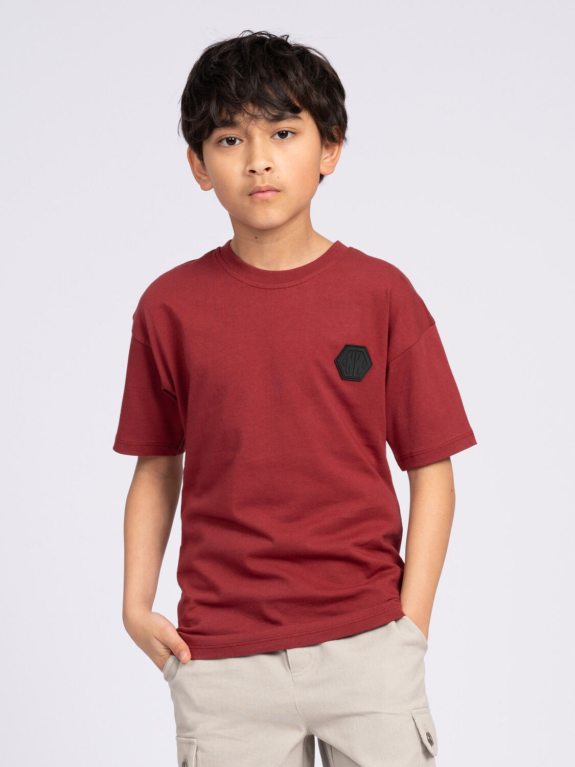 NIK & NIK Jongens Polo's & T-shirts Icon T-shirt Bordeaux