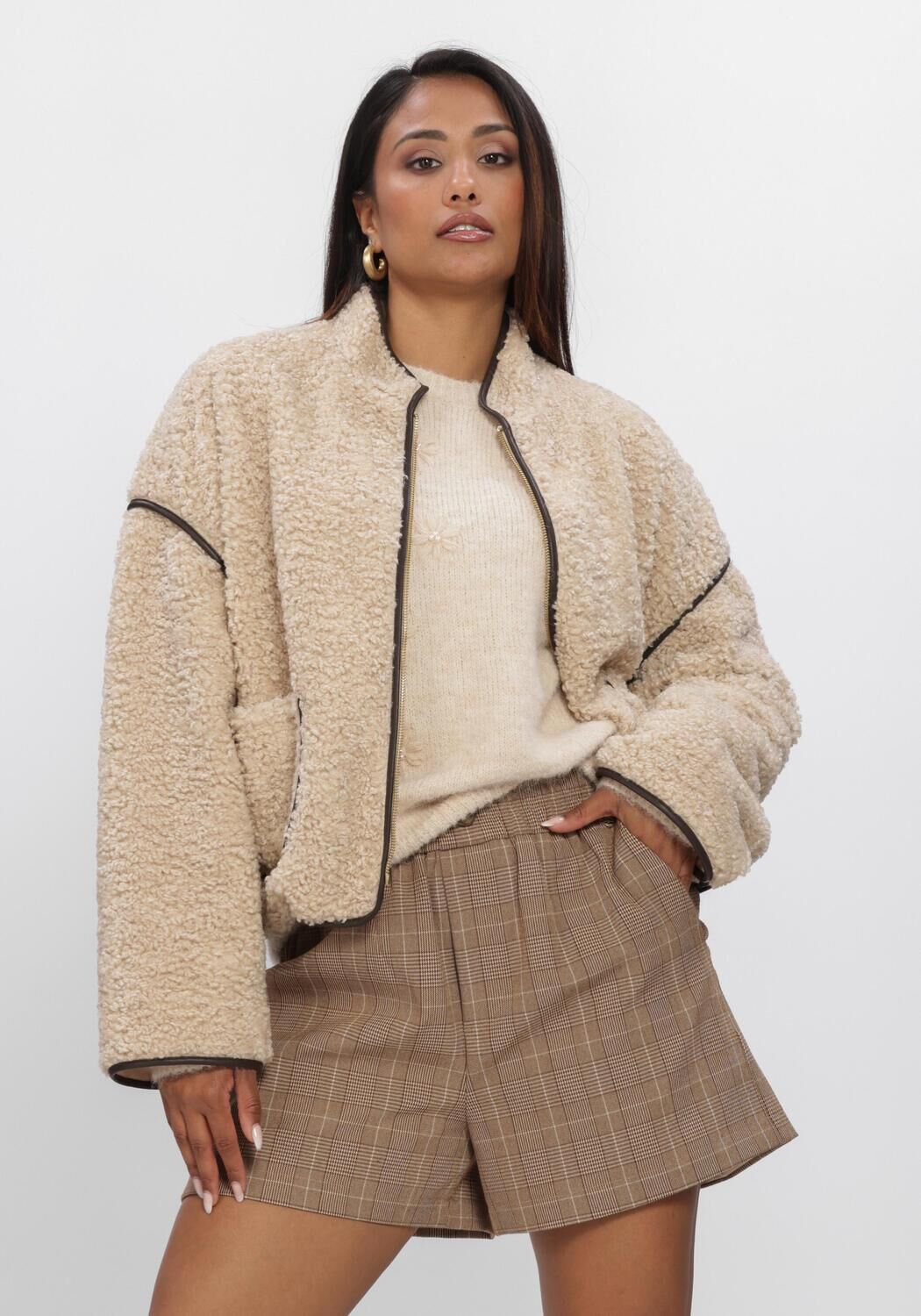 Beige NUKUS Teddy jas HEINEKE JACKET - large